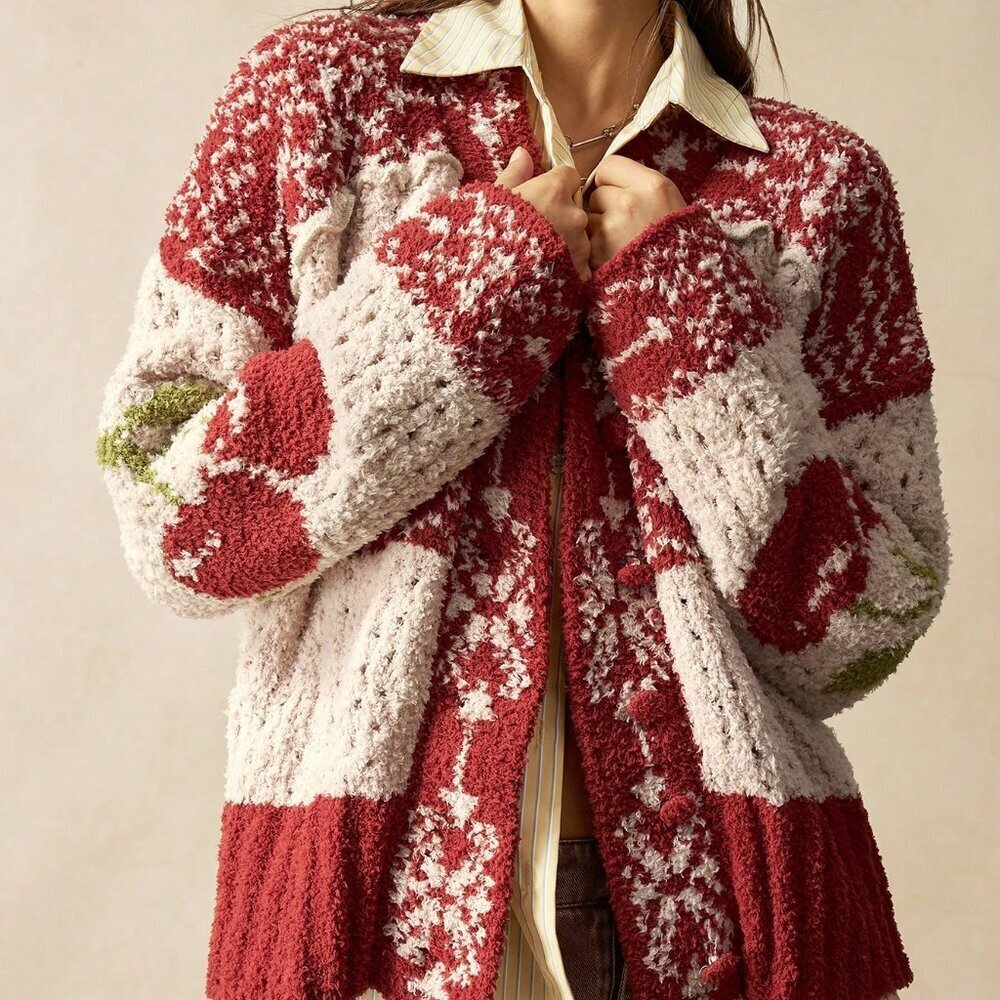 Multicolor Casual Women's Christmas Boho Cardigan - Picture 5 of 10